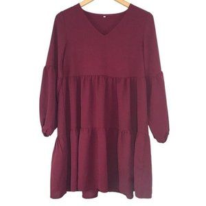 Tiered Balloon Sleeve A-Line Dress Size Small